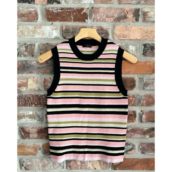ATM Anthony Thomas Melillo Sweaters - ATM Colorful Multi Yarn Stripe Sleeveless Sweater Tank Top, L